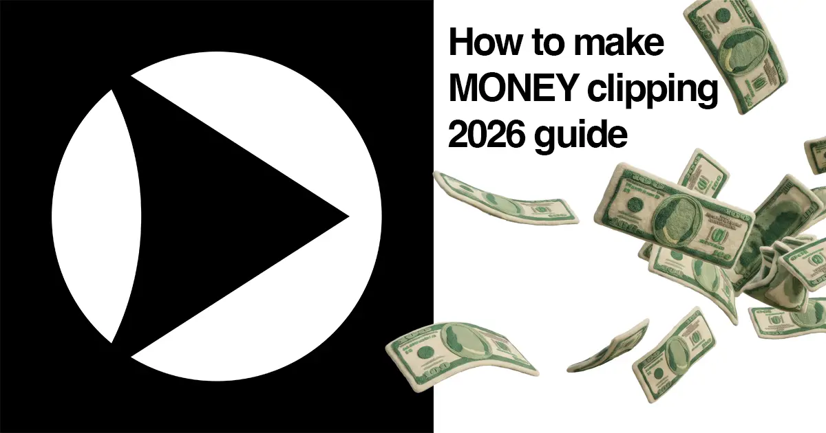how to Make Money Clipping in 2026 - clipmarket logo - flying money throughout image